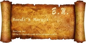 Benák Margit névjegykártya